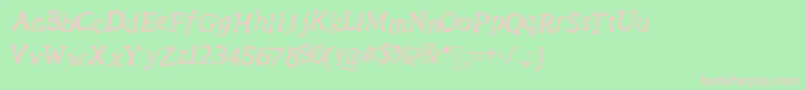 フォントRevolutionScript – 緑の背景にピンクのフォント
