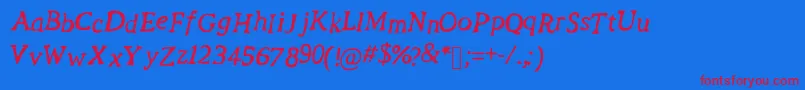 RevolutionScript Font – Red Fonts on Blue Background