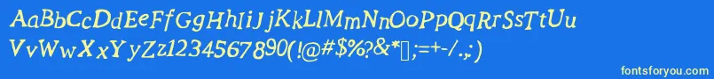 Weitere Informationen zur RevolutionScript-Schriftart RevolutionScript-Schriftart – Gelbe Schriften auf blauem Hintergrund