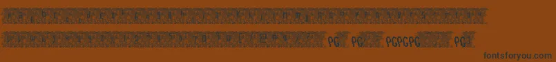 Bowser Rampages Again-Schriftart – Schwarze Schriften auf braunem Hintergrund