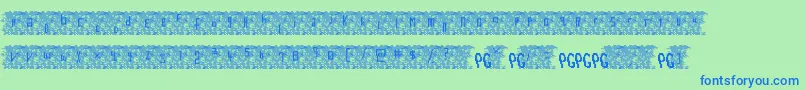 Bowser Rampages Again Font – Blue Fonts on Green Background