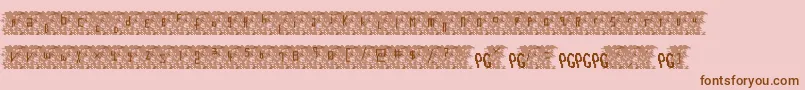 Bowser Rampages Again-Schriftart – Braune Schriften auf rosa Hintergrund