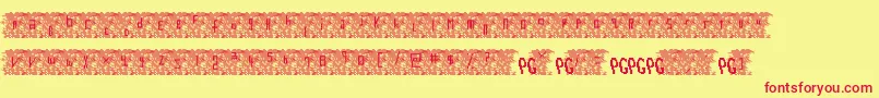 Bowser Rampages Again Font – Red Fonts on Yellow Background