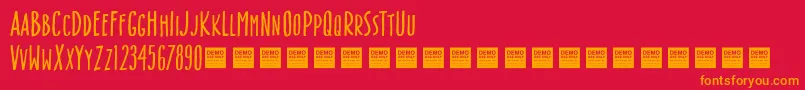 Box Office   Demo-Schriftart – Orangefarbene Schriften auf rotem Hintergrund