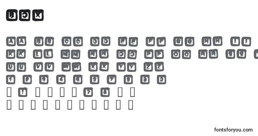 BOX (121976)-fontti – aakkoset, numerot, erikoismerkit