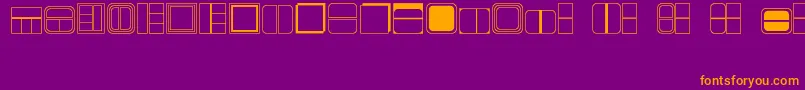 BOXES-fontti – oranssit fontit violetilla taustalla