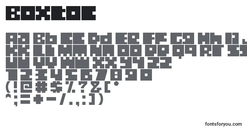 Schriftart Boxtoc – Alphabet, Zahlen, spezielle Symbole