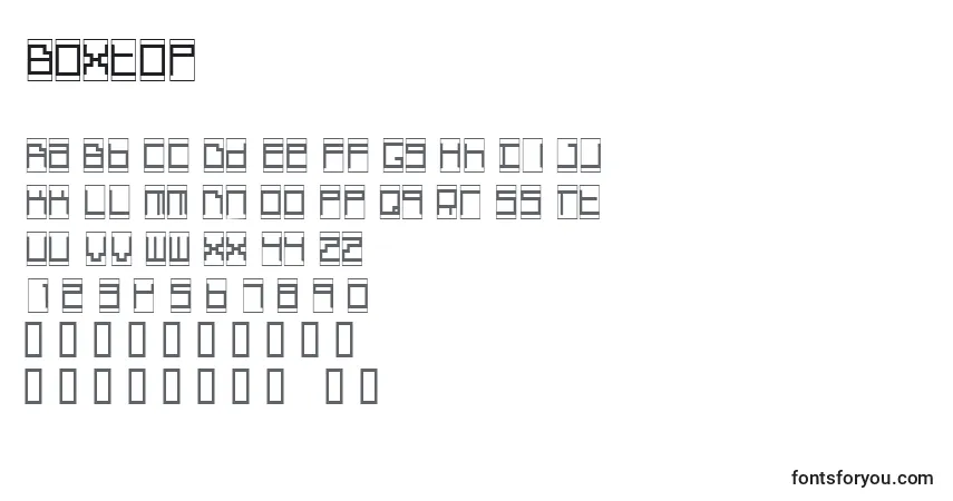 Шрифт Boxtop   (121979) – алфавит, цифры, специальные символы