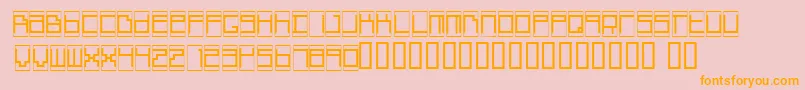 Boxtop  -Schriftart – Orangefarbene Schriften auf rosa Hintergrund