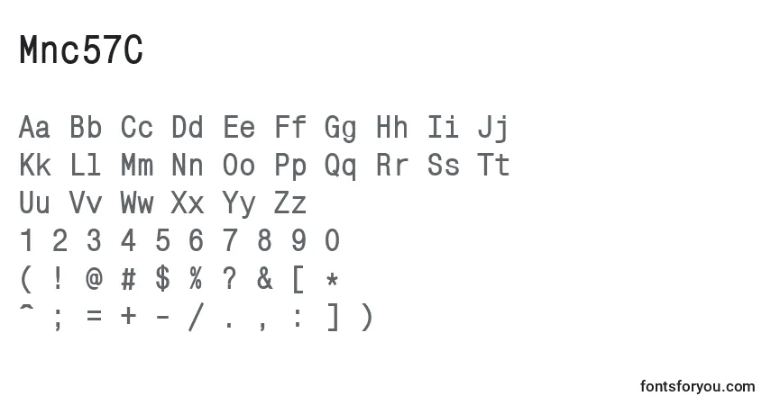 Шрифт Mnc57C – алфавит, цифры, специальные символы