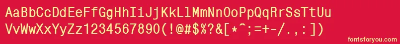 Mnc57C Font – Yellow Fonts on Red Background
