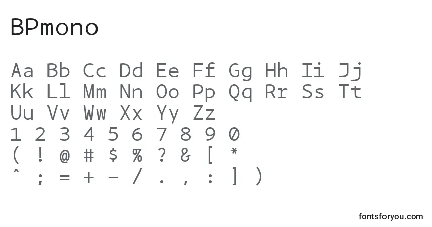 BPmono (121980) Font – alphabet, numbers, special characters