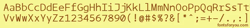 フォントBPmono – 茶色の文字が黄色の背景にあります。