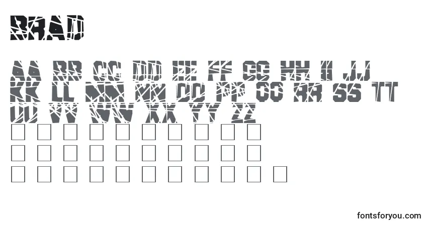 A fonte BRAD (121985) – alfabeto, números, caracteres especiais
