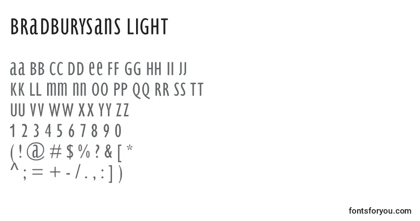 Schriftart BradburySans Light – Alphabet, Zahlen, spezielle Symbole