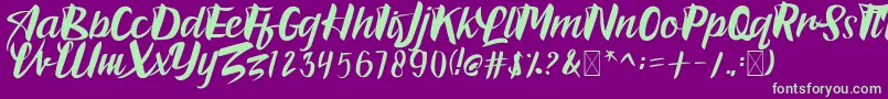 Bradles-Schriftart – Grüne Schriften auf violettem Hintergrund