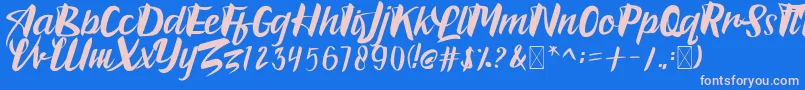 Bradles-Schriftart – Rosa Schriften auf blauem Hintergrund