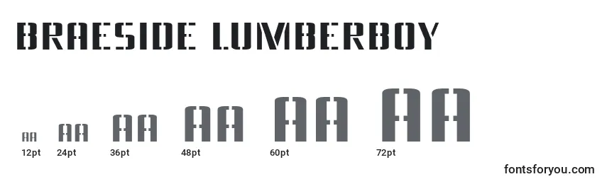 Braeside lumberboy Font Sizes