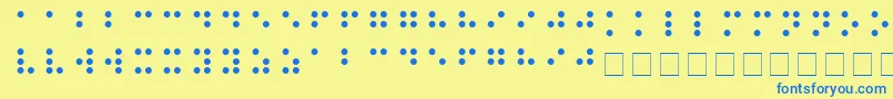 フォントBRAILLE – 青い文字が黄色の背景にあります。