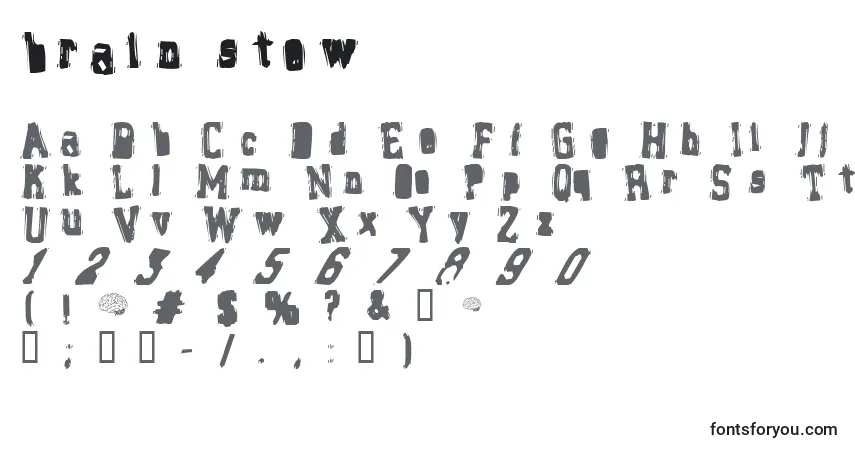 Czcionka Brain stew – alfabet, cyfry, specjalne znaki