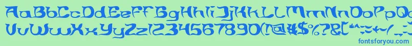 フォントBrain Storm – 青い文字は緑の背景です。