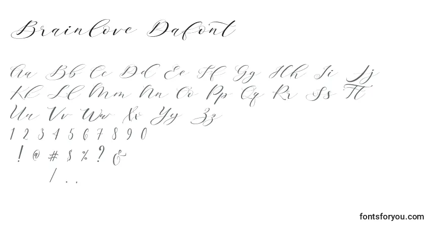 Schriftart Brainlove Dafont – Alphabet, Zahlen, spezielle Symbole