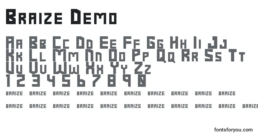 Czcionka Braize Demo – alfabet, cyfry, specjalne znaki
