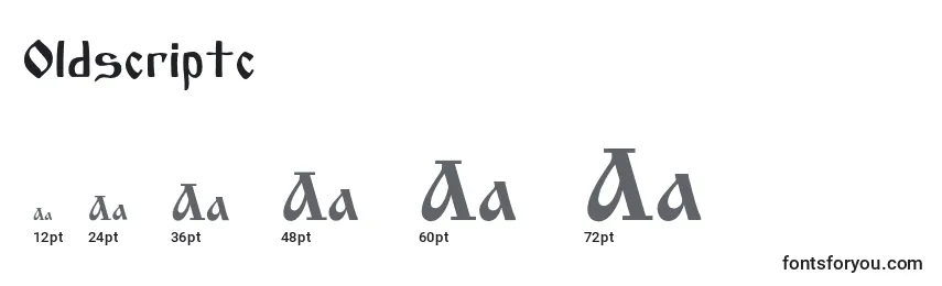 sizes of oldscriptc font, oldscriptc sizes