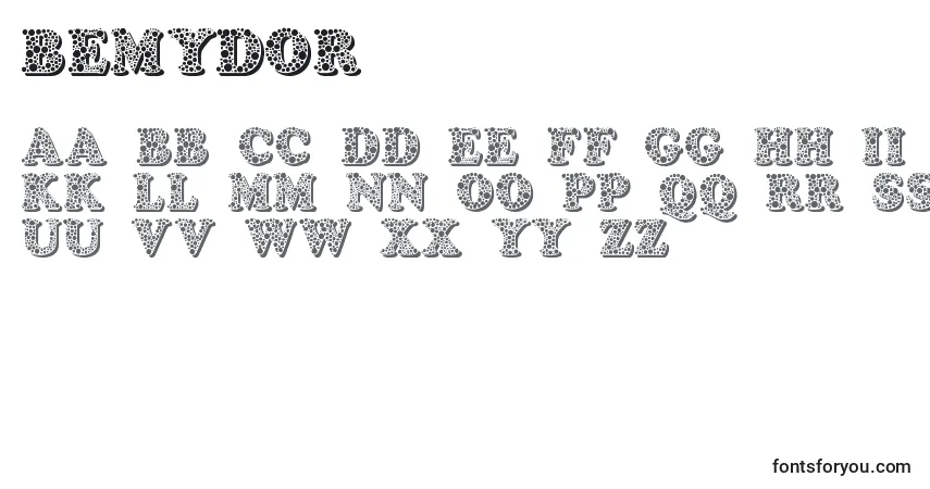 characters of bemydor font, letter of bemydor font, alphabet of  bemydor font
