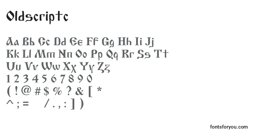 Oldscriptc font – alphabet, numbers, special characters