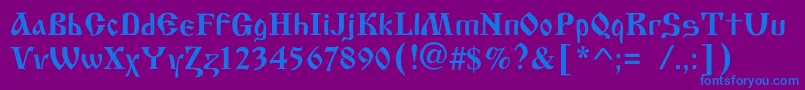 フォントOldscriptc – 紫色の背景に青い文字