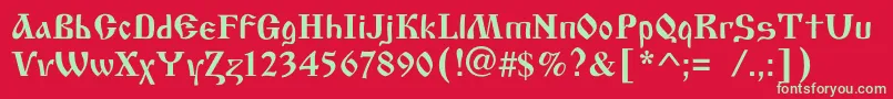 フォントOldscriptc – 赤い背景に緑の文字