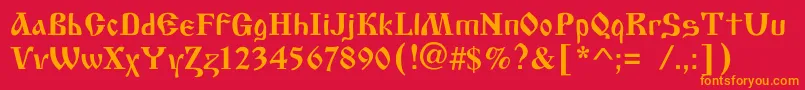 フォントOldscriptc – 赤い背景にオレンジの文字