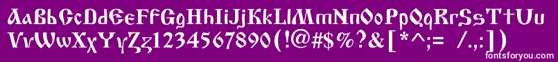 フォントOldscriptc – 紫の背景に白い文字