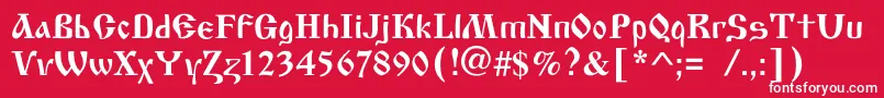 フォントOldscriptc – 赤い背景に白い文字