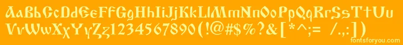 フォントOldscriptc – オレンジの背景に黄色の文字