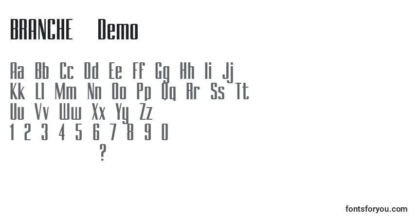 Czcionka BRANCHEМЃ Demo – alfabet, cyfry, specjalne znaki