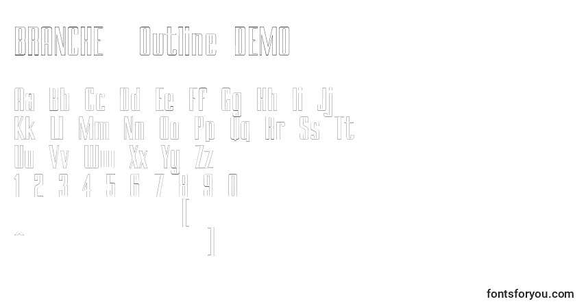 Fuente BRANCHEМЃ Outline DEMO - alfabeto, números, caracteres especiales