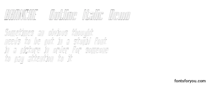 Überblick über die Schriftart BRANCHEМЃ Outline Italic Demo