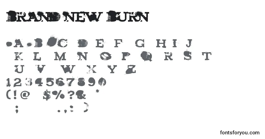 Czcionka Brand new burn – alfabet, cyfry, specjalne znaki