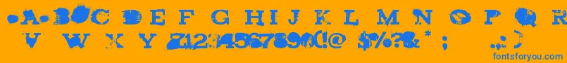 brand new burn Font – Blue Fonts on Orange Background