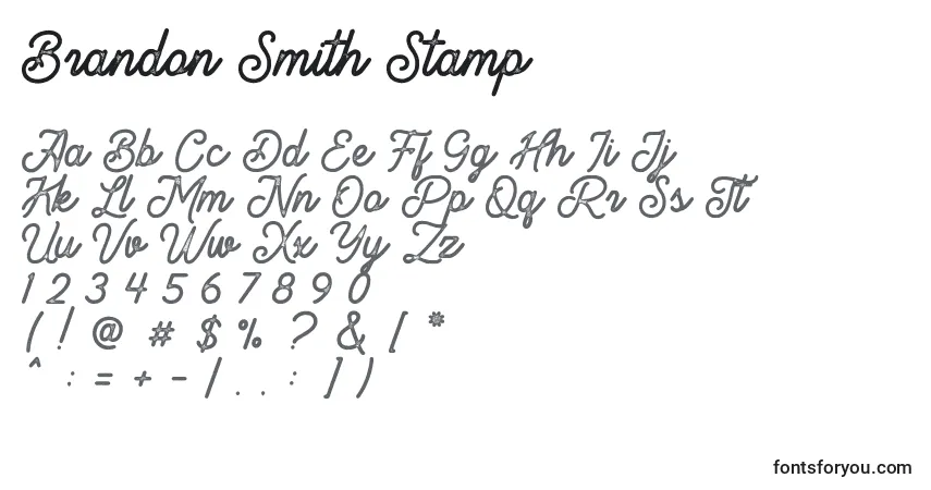 Brandon Smith Stamp Font – alphabet, numbers, special characters