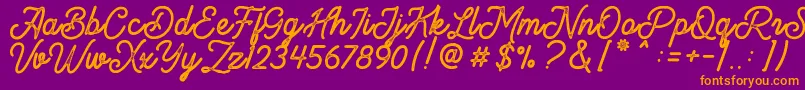 Brandon Smith Stamp-Schriftart – Orangefarbene Schriften auf violettem Hintergrund
