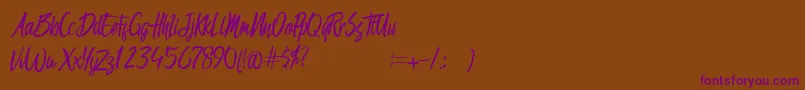 Brandon-Schriftart – Violette Schriften auf braunem Hintergrund