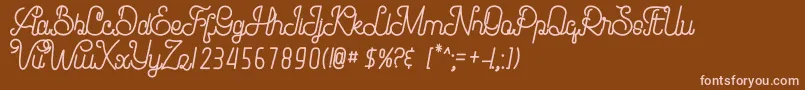 フォントBrandy Script – 茶色の背景にピンクのフォント