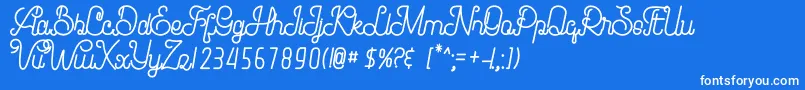 Brandy Script-Schriftart – Weiße Schriften auf blauem Hintergrund