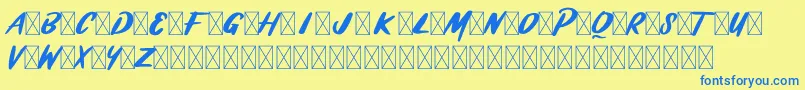 BRASHIO-Schriftart – Blaue Schriften auf gelbem Hintergrund