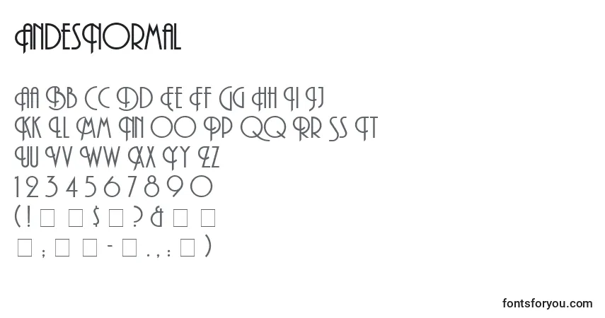 A fonte AndesNormal – alfabeto, números, caracteres especiais
