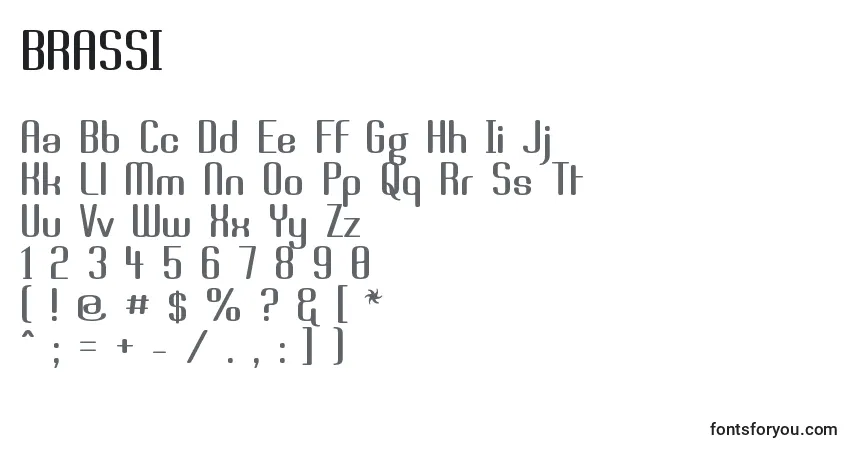 A fonte BRASSI   (122020) – alfabeto, números, caracteres especiais