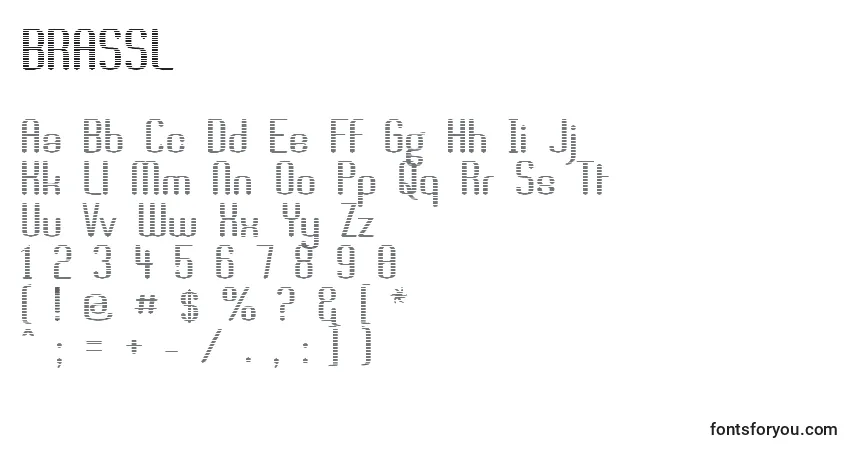 Czcionka BRASSL   (122021) – alfabet, cyfry, specjalne znaki